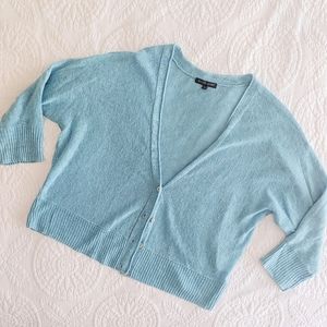 Eileen Fisher 100% Linen Blue Cropped Cardigan